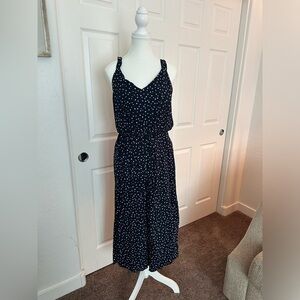 Navy Blue & White Loft Polkadot Jumpsuit